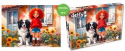 DELFY CASSE-TÊTE 1000 PIÈCES - LA FILLE AUX BOUCLES ROUSSES ET SON AMI À PATTES (RED CURLS AND PAWS) #DE-26018 (0226)